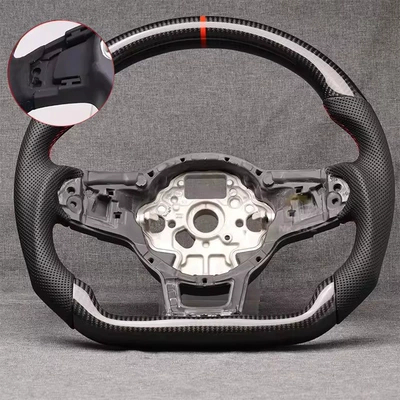 Line 2014-2020, Steering wheel - carbon-fiber-semi-perforated-red-line-with-alignment-holes-for-paddle-shifters