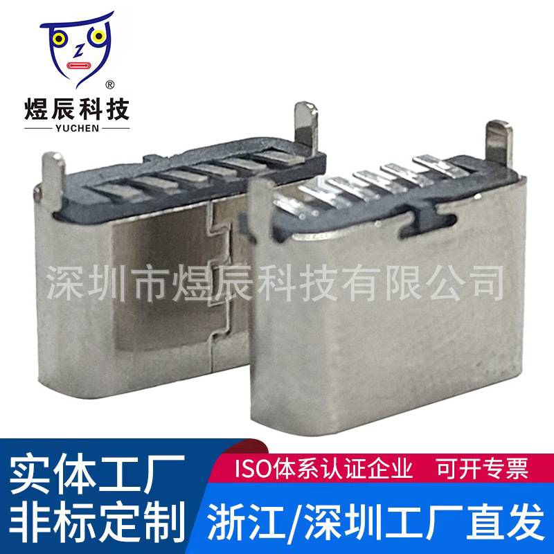 TYPE-C母座立式贴片6p6.5/6.8/8.8/10.0H2脚3脚4脚USB母座连接器