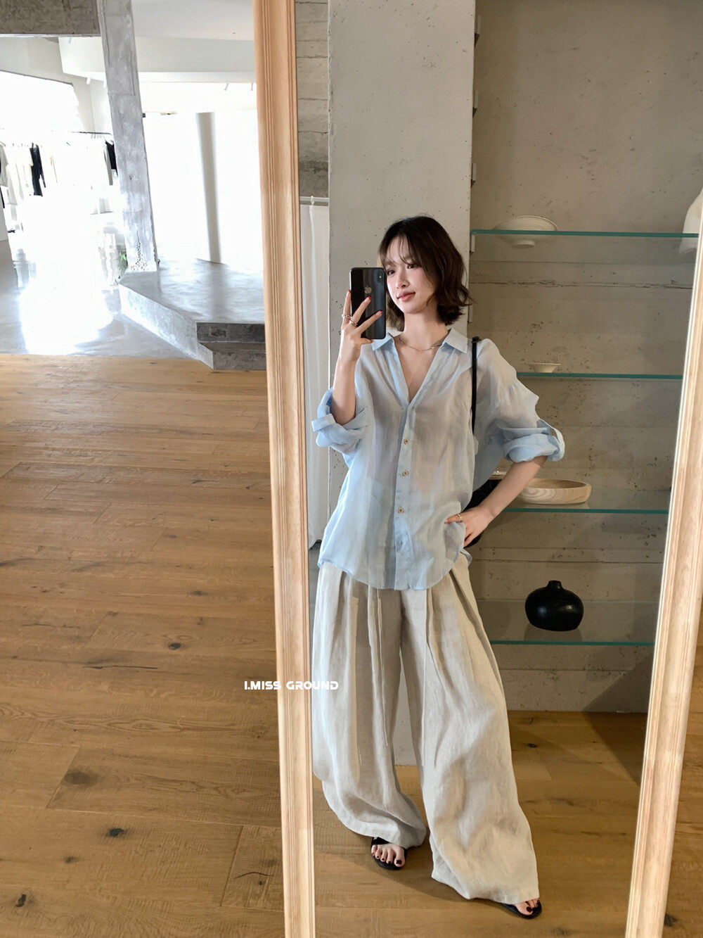 Áo sơ mi nữ linen tay dài cổ bẻ dáng rộng phong cách Hàn Quốc — xanh đậm, màu sắc, trắng ngà, xanh Hàn chi tiết 20