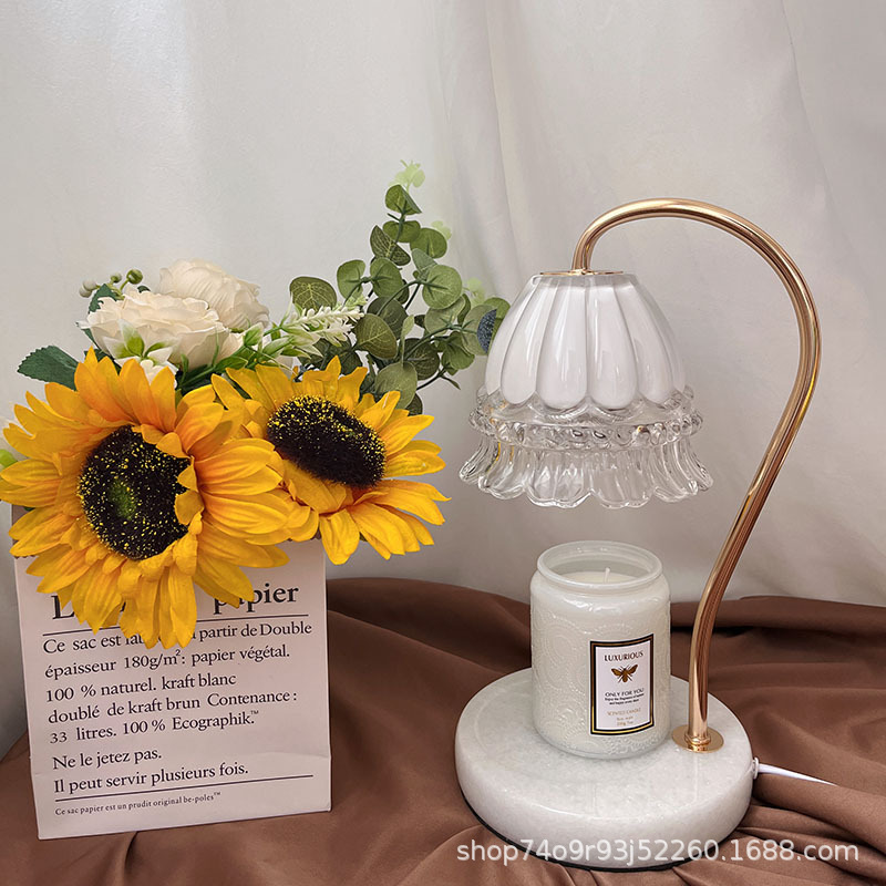 Yougu Jinglan lámpara de aromaterapia de mármol vela de fusión lámpara de vela ins Corea del Sur dormitorio romántico oscurecimiento lámpara de mesa lámpara de cera de fusión