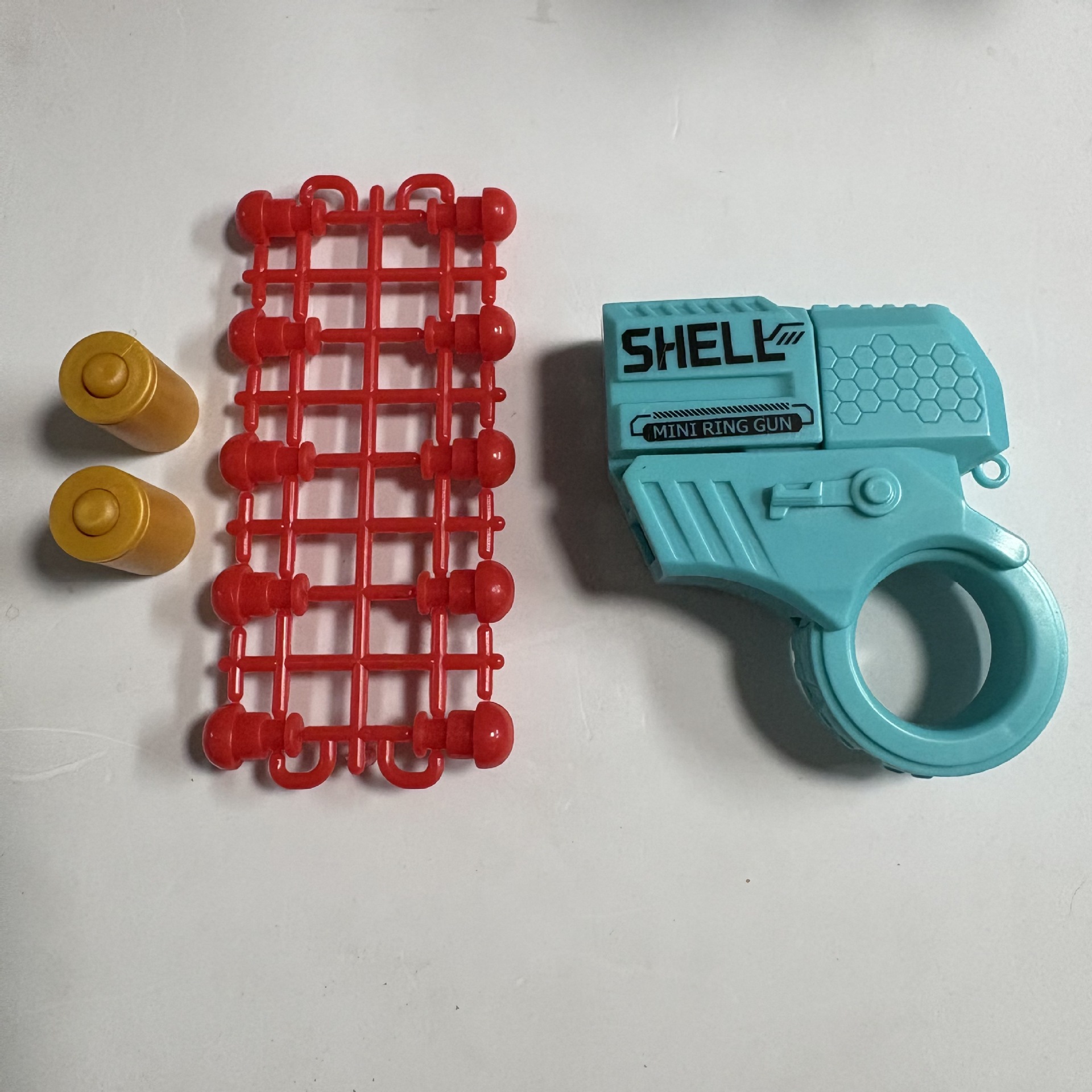[청록색] 쉘 던지기 핑거팁 권총 1개 + 쉘 2개 + 소프트 총알 10개