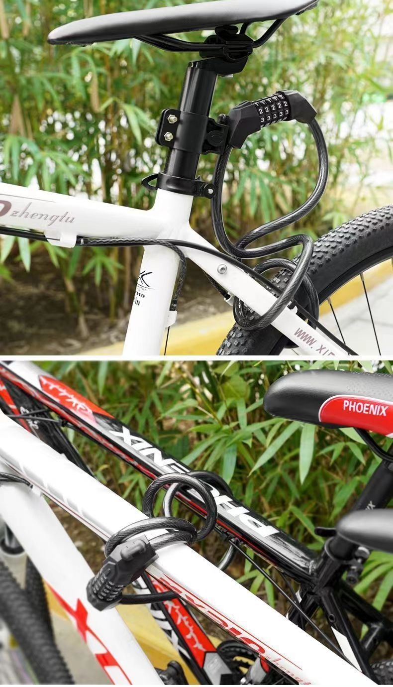 Bicycle password lock, mountain bike anti-theft password lock, portable chain steel cable lock for mountain bikes and electric bikes