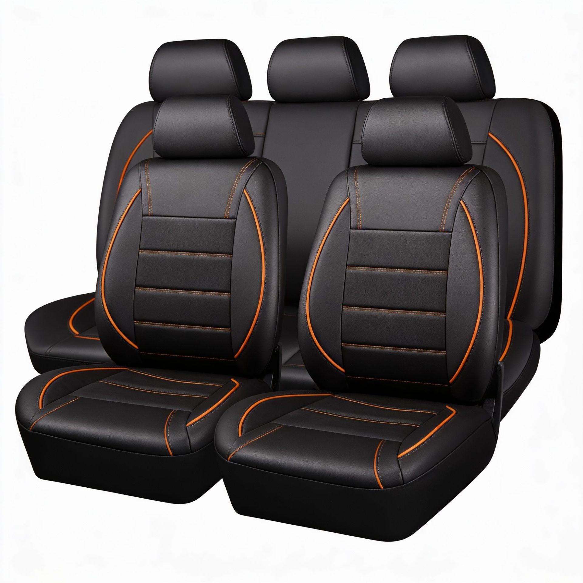 Cross-Border Foreign Trade Car Seat Covers, Universal for All Seasons, Pu Leather with Decorative Stripes, Breathable Sports Style, Full Coverage Car Seat Cushions