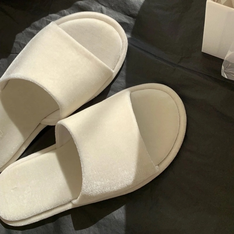 Minimalistische Flache Damen-slipper Aus Leder Und Samt_voghion.com