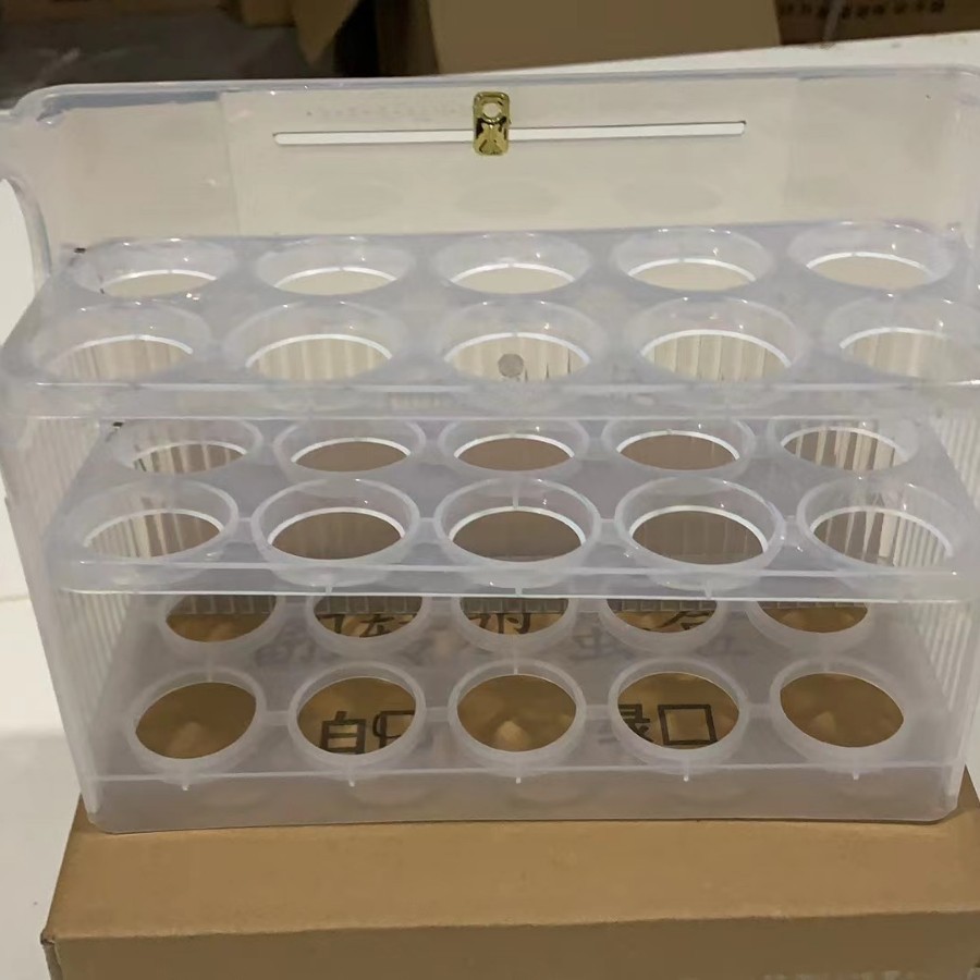 Refrigerador PET de gran capacidad puerta lateral caja de almacenamiento de huevos caja de huevos multicapa caja de huevos volcada caja de huevos temporizador