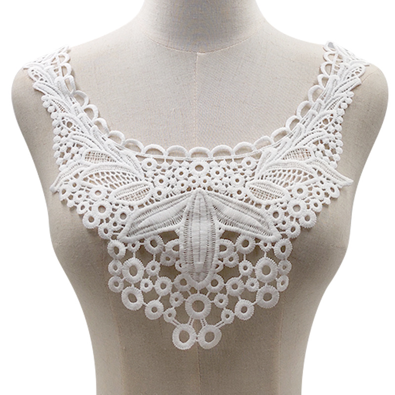 水溶蕾丝假领子 牛奶丝刺绣胸花 立体镂空绣花假领子 钉珠领花