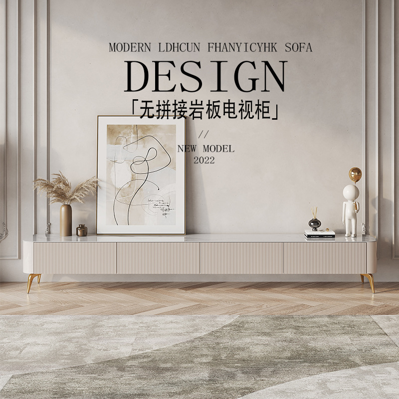 Gm8052 Tv Cabinet Coffee Table Simple Light Luxury Slate Tv Cabinet Coffee Table Set Living Room Small Apartment