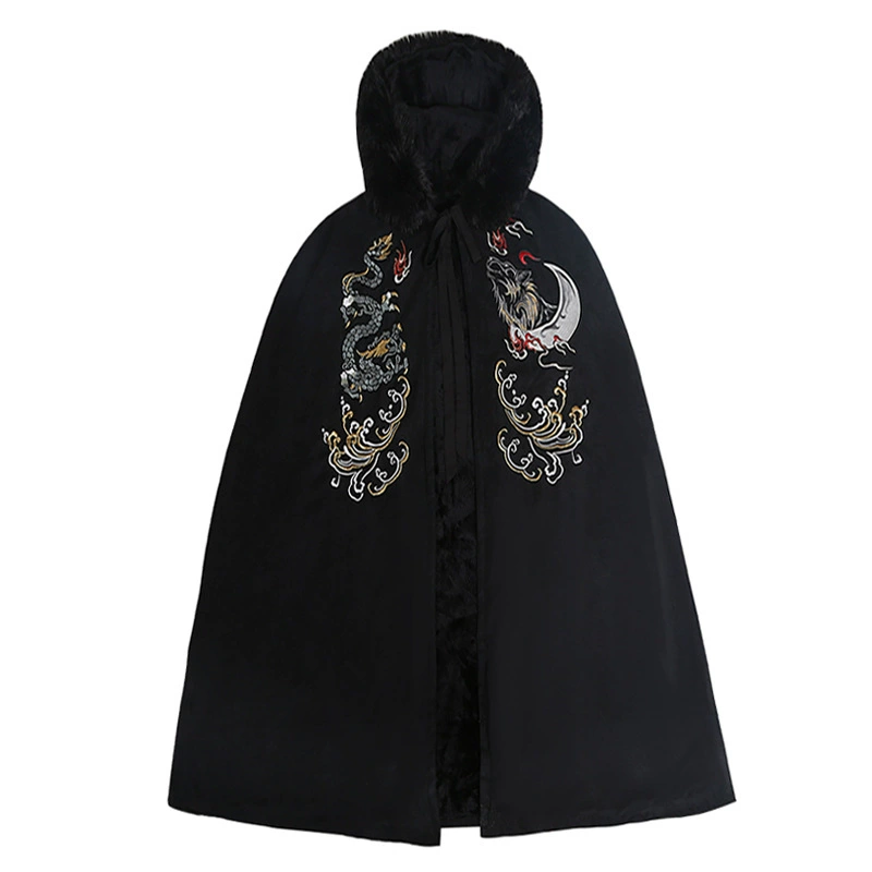 Плащ-тренч Hanfu длинная капюшонная куртка, демисезонный теплый плащ, легкая 0,3 кг