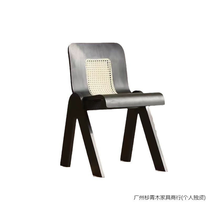 爆款侘寂风设计师中古C椅复古藤编家用办公卧室法式轻奢靠背餐椅|undefined