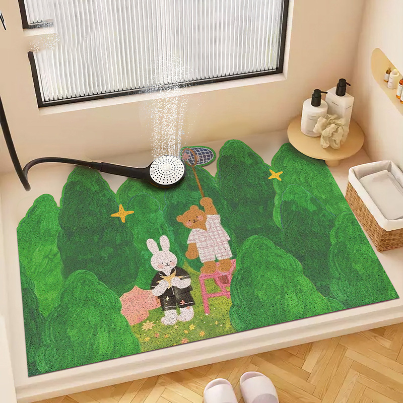 Green Forest Cut Out Wire Hoop Floor Mat Shower Room Drain Floor Mat Bathroom Non-Slip Mat Bathroom Wear-Resistant Foot Mat Green Forest Cut Out Wire Hoop Floor Mat Shower Room Drain Floor Mat Bathroom Non-Slip Mat Bathroom Wear-Resistant Foot Mat