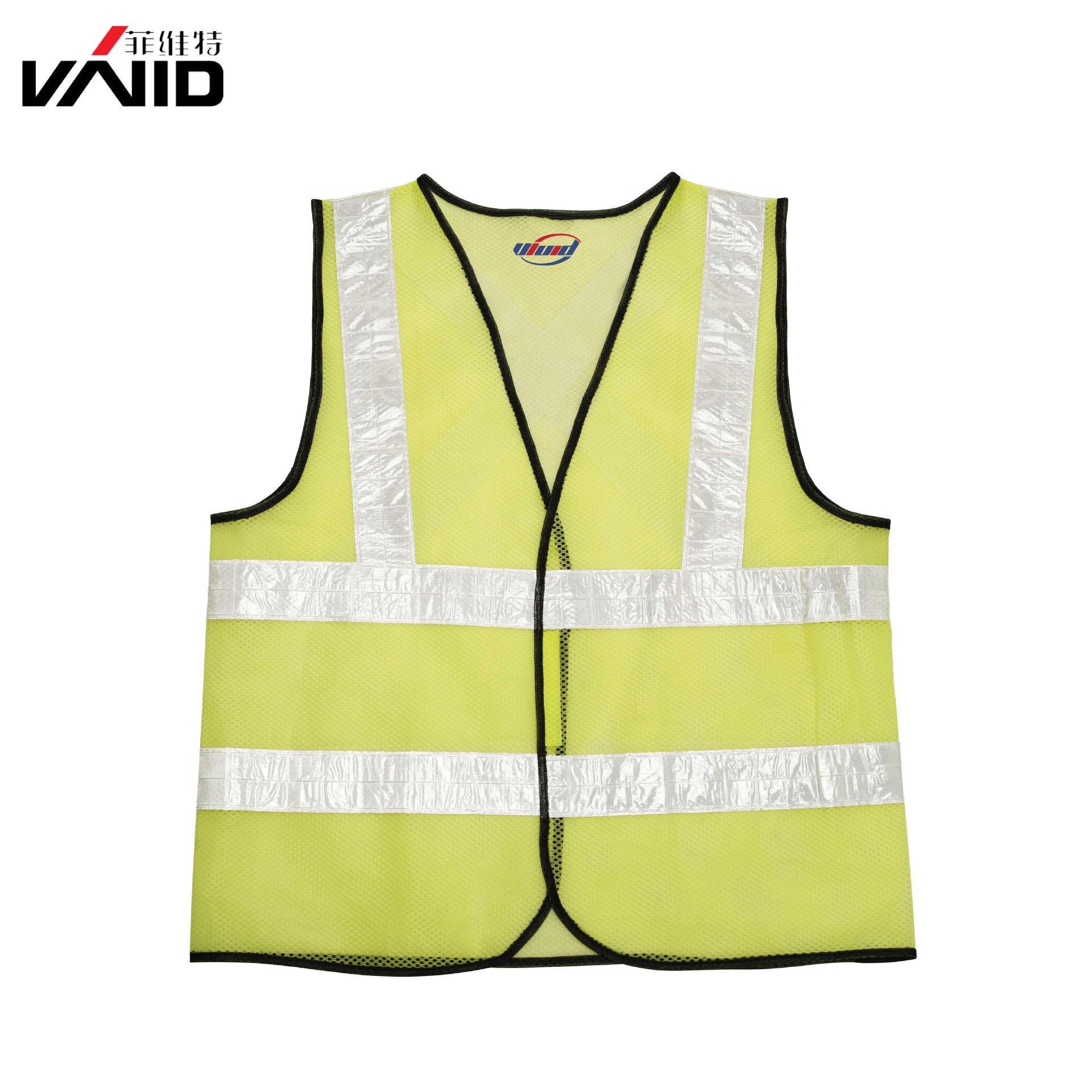 Fabricantes al por mayor 80 gramos de tela de malla reticular chaleco reflectante chaleco de seguridad vial chaleco de PVC tela de malla