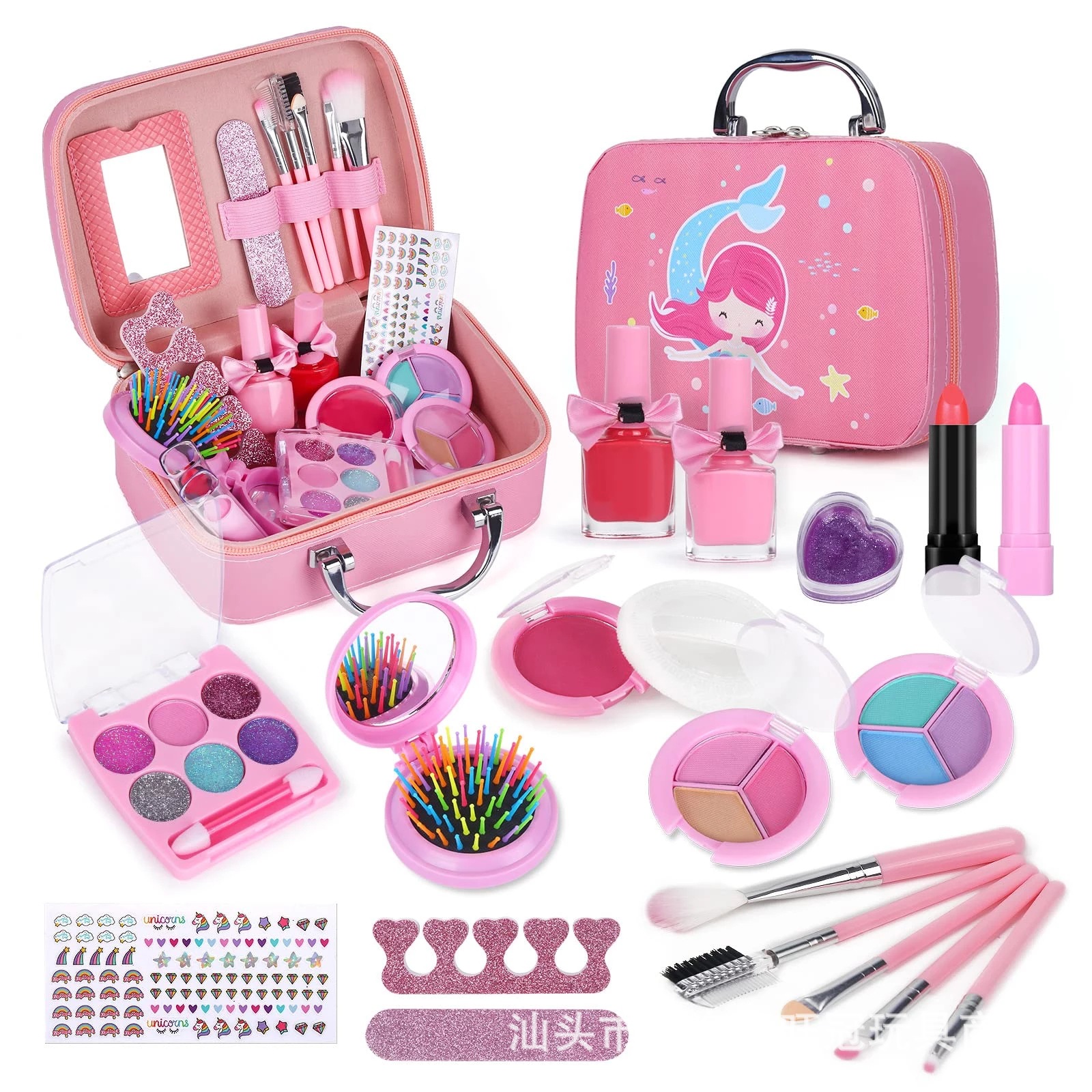 In-Stock Cross-Border Children's Beauty Makeup Toys for Girls, Pretend Play Nail Polish, Manicure, Makeup, and Cosmetic Handbag