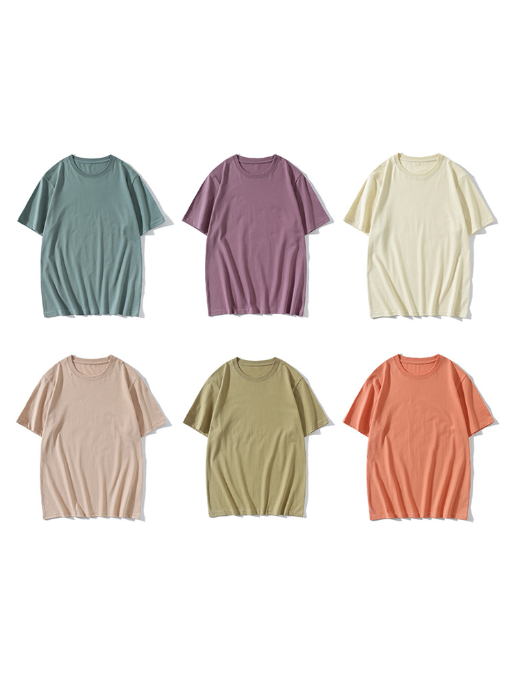 Camiseta de algodón de cuello redondo de verano logotipo impreso gota hombro ropa de clase de trabajo marca de moda camisa de publicidad de manga corta Camiseta Comercio exterior transfronterizo