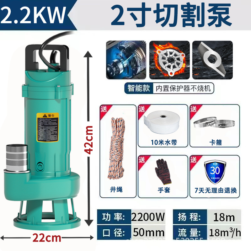 Pequeña bomba de agua agrícola bomba de corte bomba de aguas residuales bomba sumergible doméstica bomba de alta elevación 220V bomba de riego