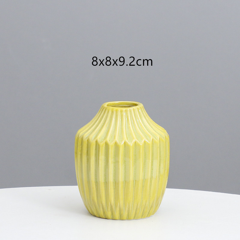 Florero de cerámica al por mayor creativo ins hogar estilo europeo del Norte simple rayado creativo Luz de lujo decoración de arte al por mayor