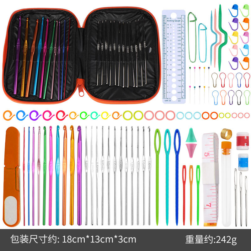 Nuevo juego de crochet de metal, juego de crochet de lana de alúmina de color, juego de gancho de múltiples piezas de herramienta tejida