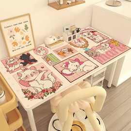 玛丽猫皮革桌垫防水宿舍装饰桌面垫大学生化妆台防尘垫免洗