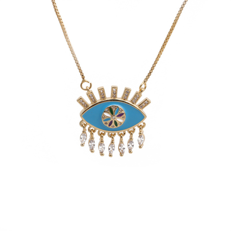 Nihaojewelry Fashion Zircon oil dripping Devils Eye Necklace Wholesale Jewelrypicture1