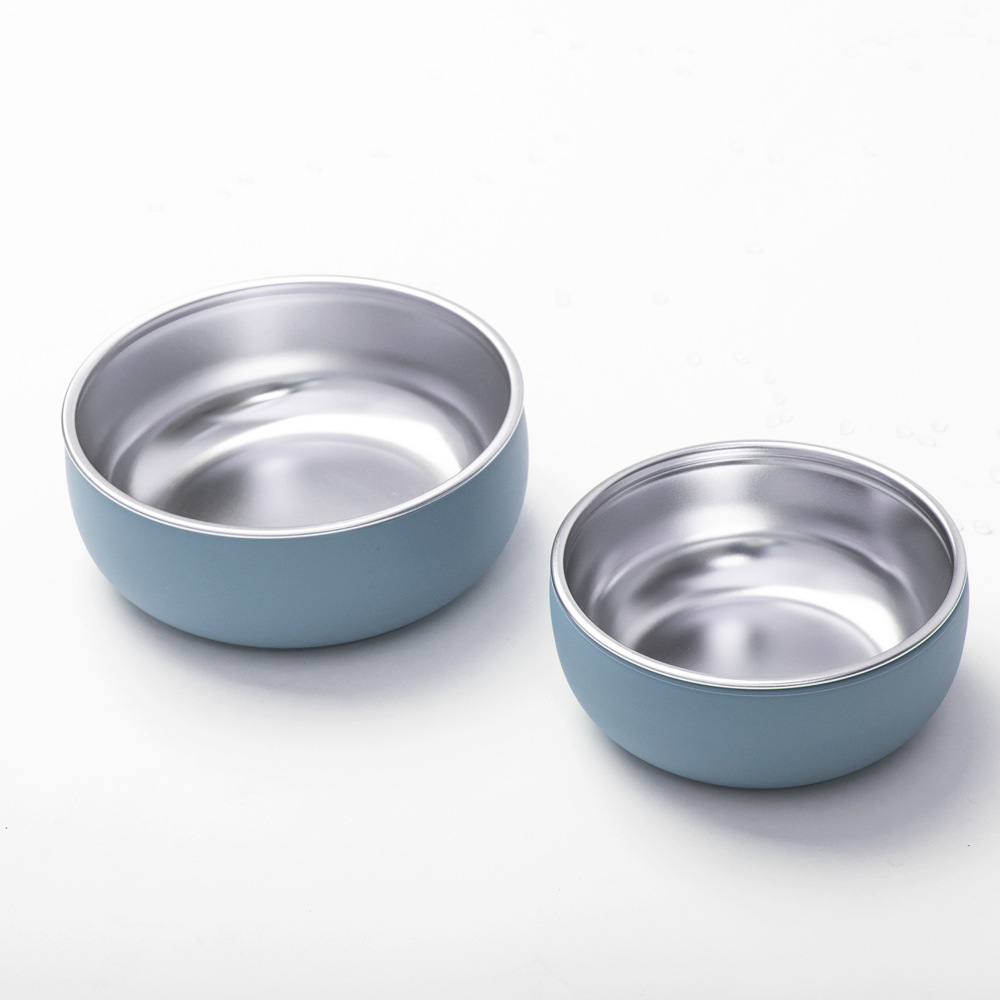 Small and large round bowls blue gray