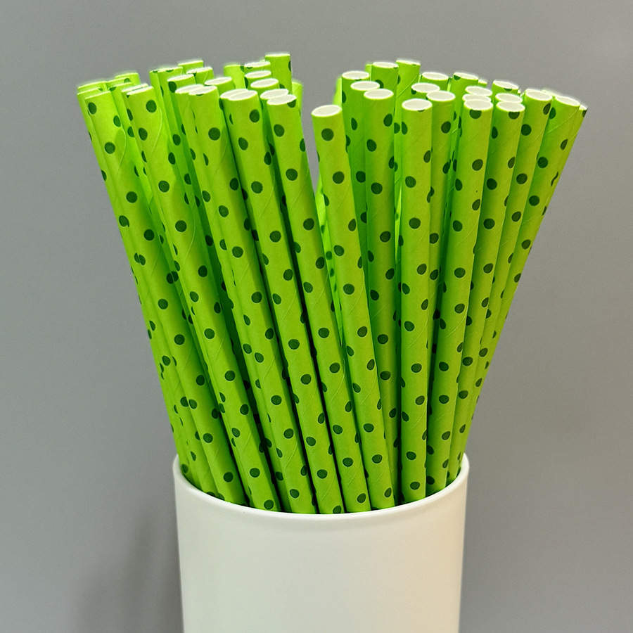 Gran cantidad en stock paja de papel desechable al por mayor paja de papel degradable paja de serie verde Verde Rayado fresco