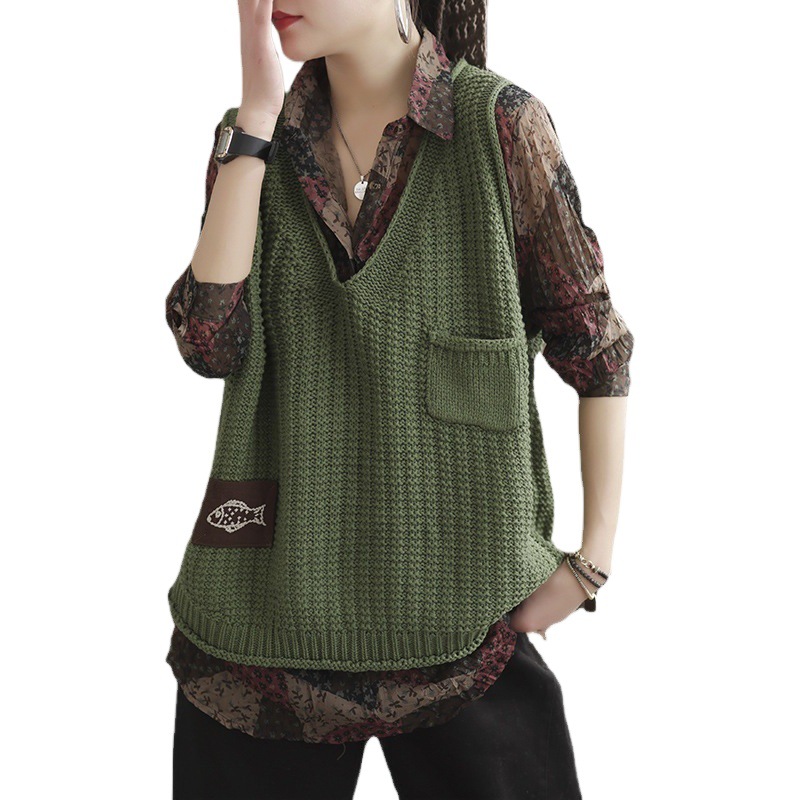 Chaleco de las mujeres de punto Chaleco de las mujeres ropa de primavera 2024 nuevo popular estilo Chanel suéter estilo occidental Chaleco corto image 1