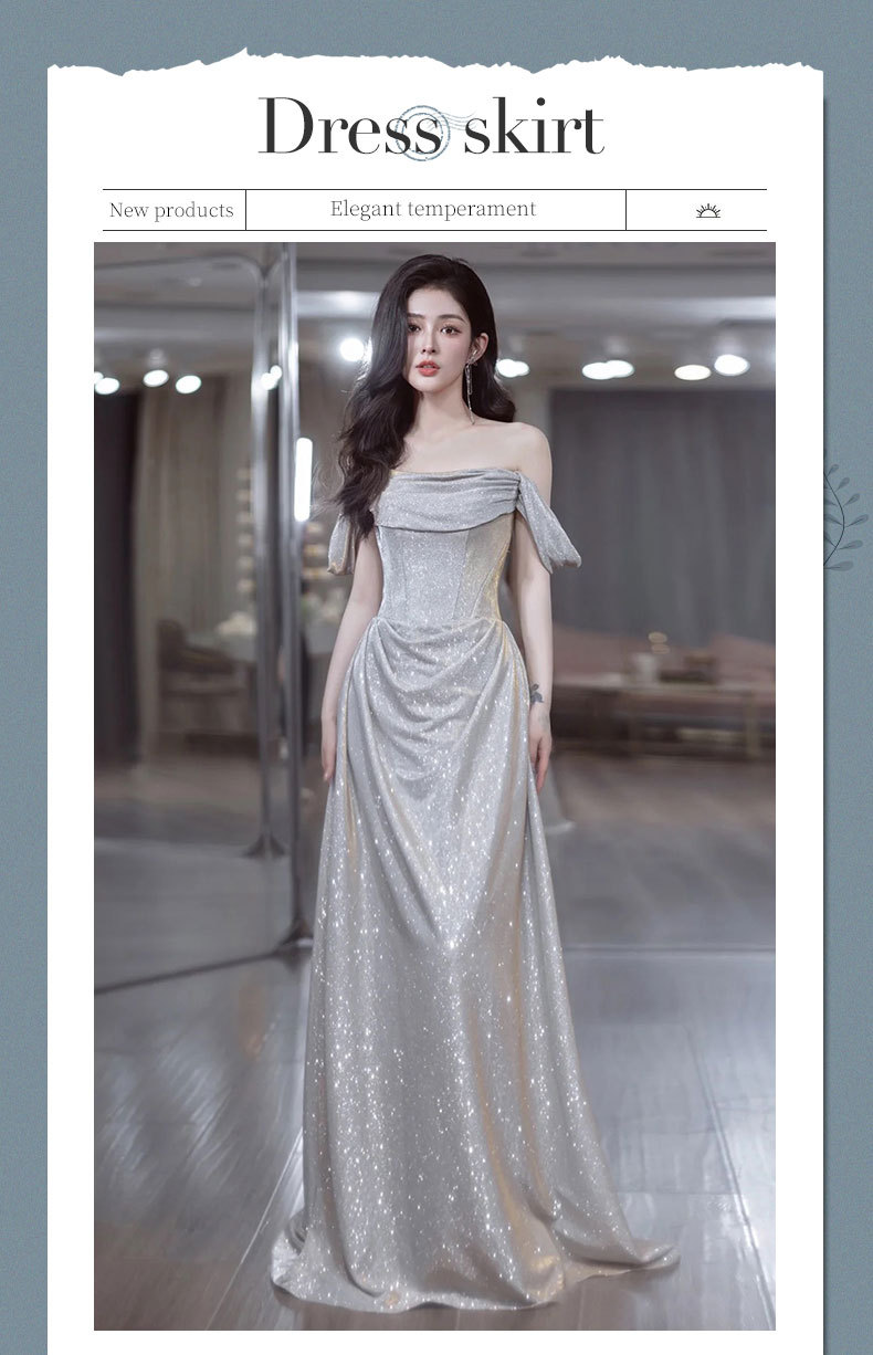 Elegant Off The Shoulder Evening Gown High-End Banquet Dress Style Super Fairy Like Luxurious Fishtail Toast Dress For Women_ecoleips.com