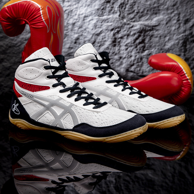 Boxing Shoes, Wrestling Shoes, Chinese-Style Rubber Shoes, Genuine Leather, Wear-Resistant, Non-Slip, Breathable, Squat Gym-Specific Training Shoes