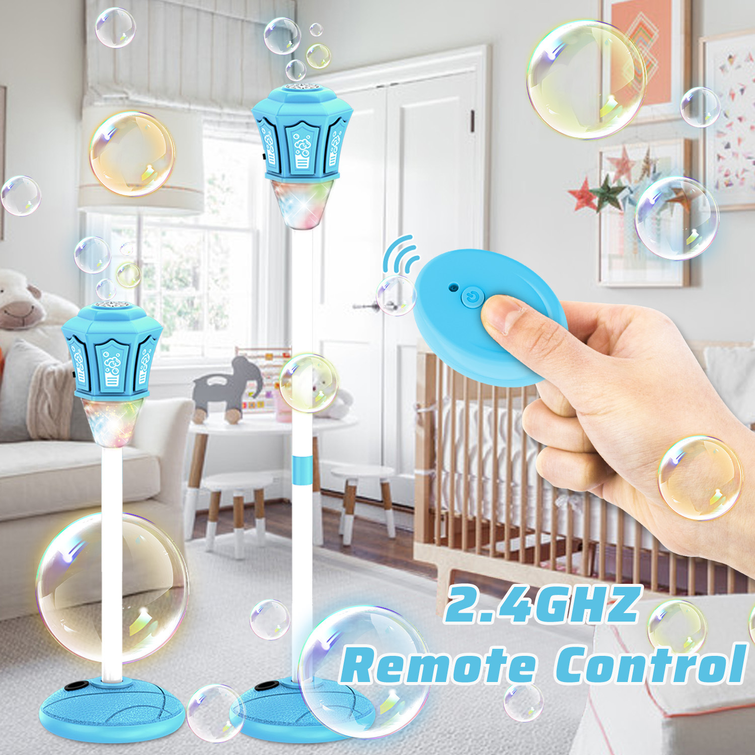 Máquina de burbujas para exteriores con luz y música, soplador de burbujas eléctrico totalmente automático, máquina de burbujas para camping, juguete para bodas