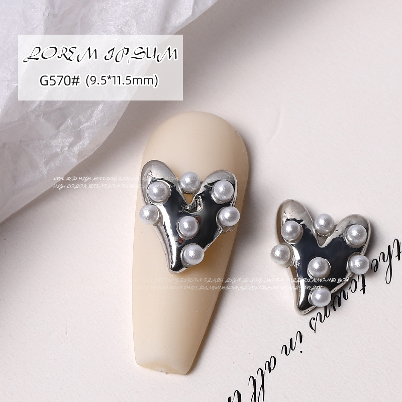 Nueva celebridad de internet luz de lujo circón amor super flash perla mariposa colgante cadena de uñas estrella de plata diamante conejo pequeño diamante image 16
