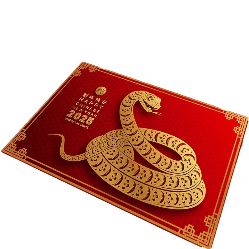 2025 año de la serpiente rojo puerta de entrada alfombra de entrada doméstica absorción de agua alfombra antideslizante resistente a la suciedad alfombra resistente al desgaste