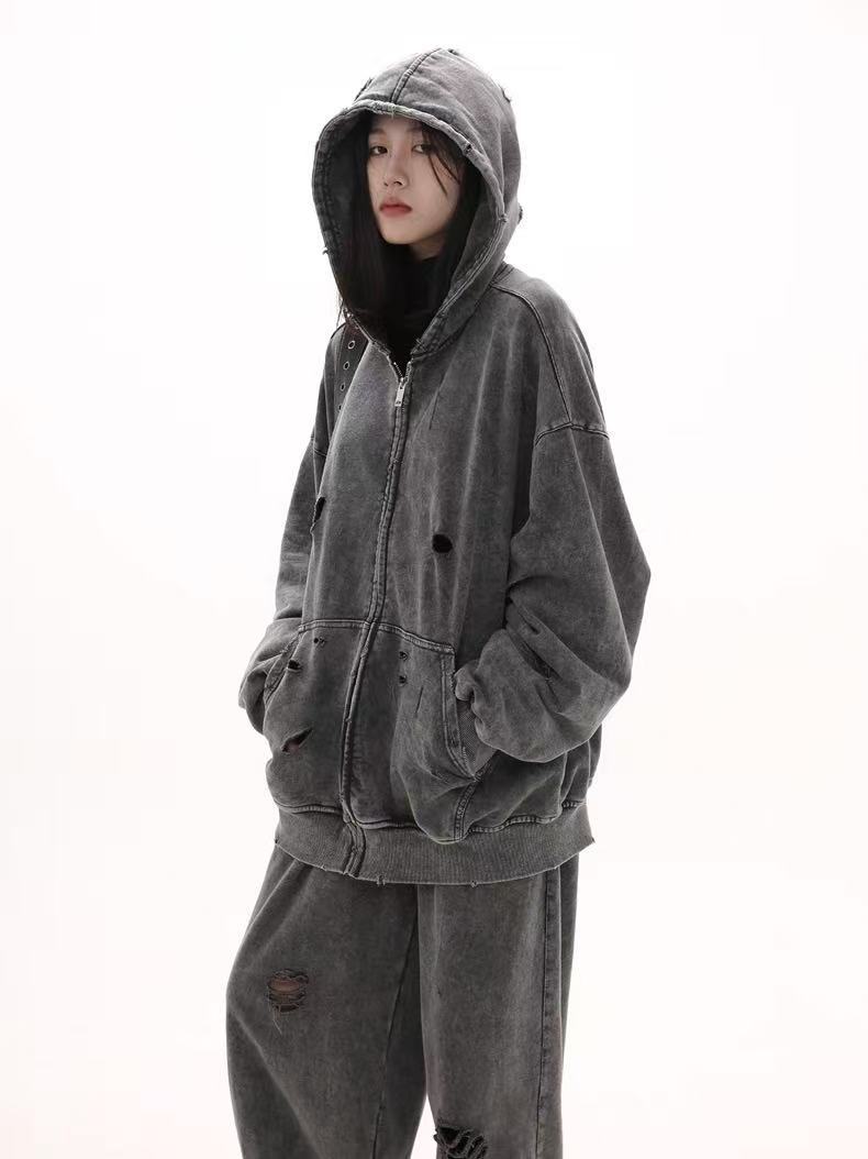 Sweatshirt com capuz homem vintage estilo lavado oversize_voghion.com