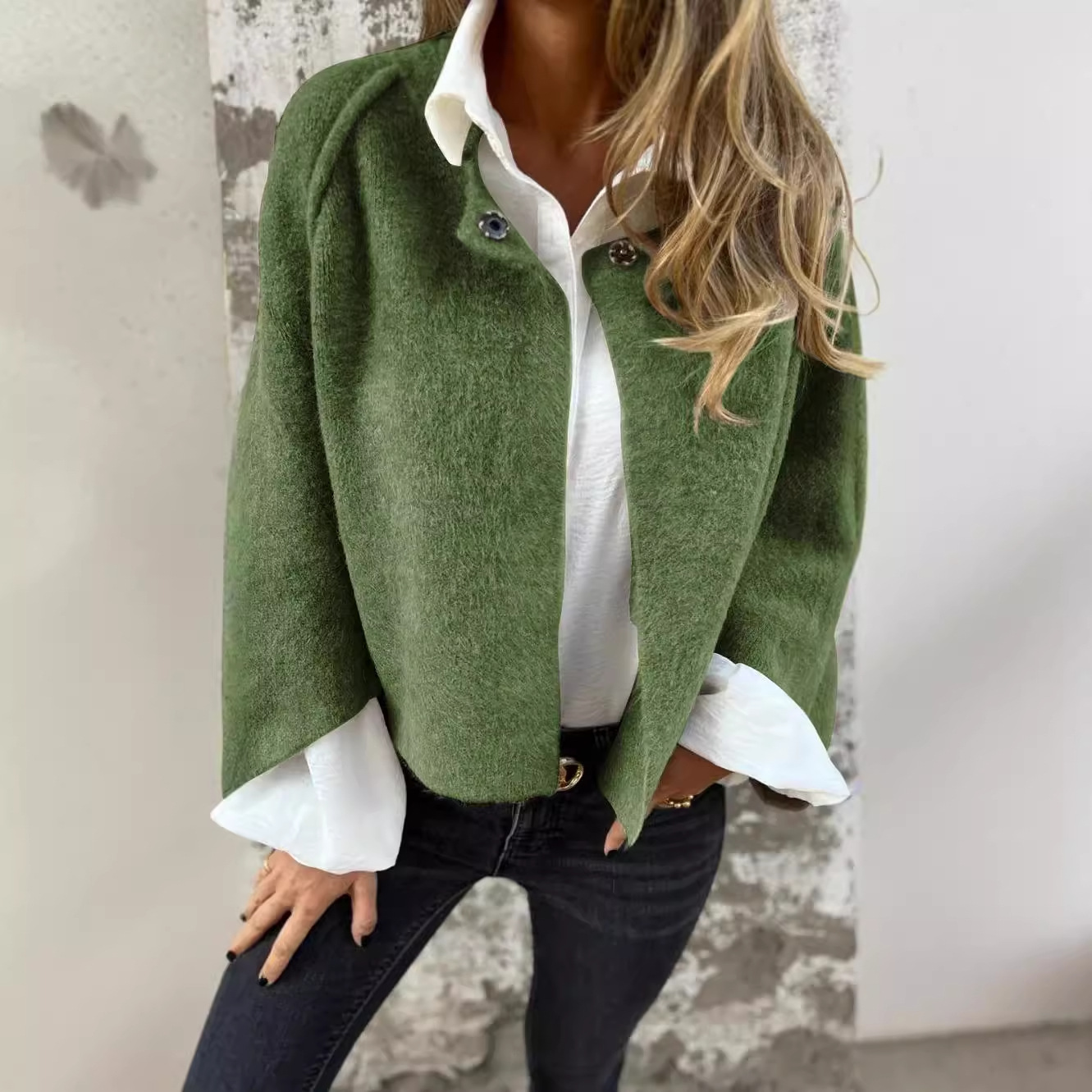 Women's Autumn Winter Short Loose Casual Long Sleeve Polyester Blend Knit Top - Soft Comfortable Stretchy Tunic Sweater For Daily Wear_voghion.com
