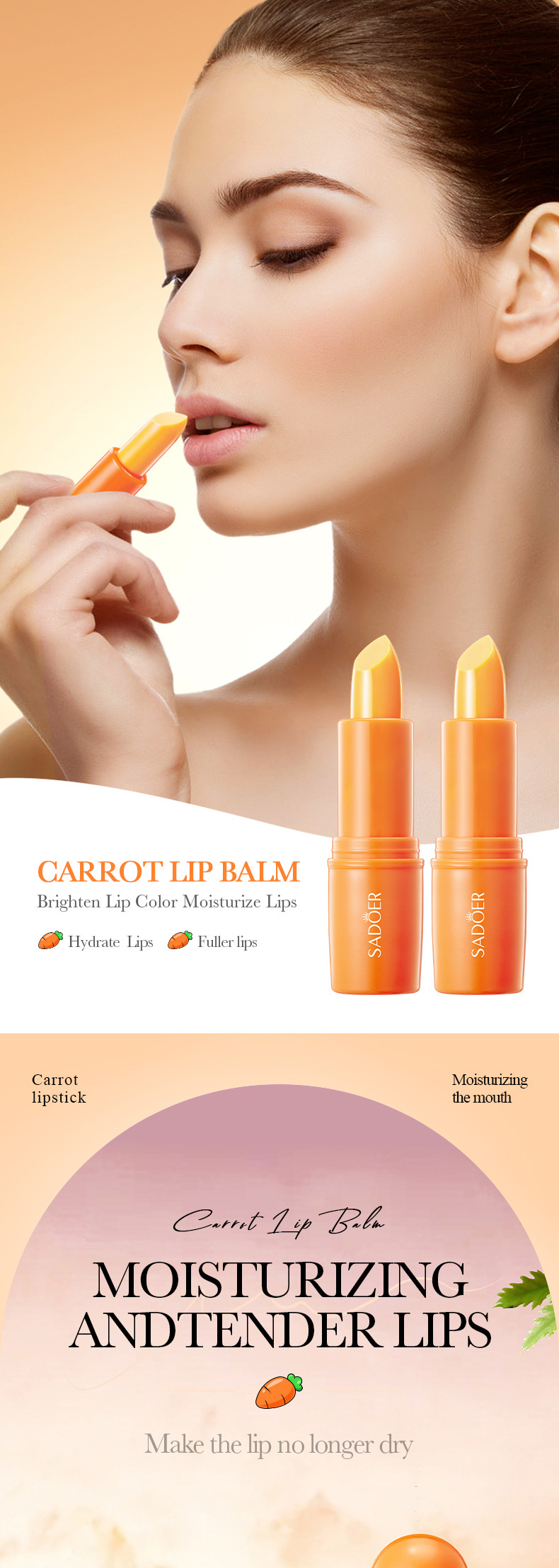 SADOER All Carrot Nourishing Moisturizing Anti cracking Autumn and Winter lipstick_voghion.com