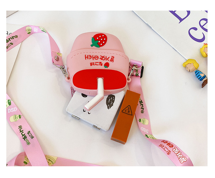 Korean cartoon silicone fruit milkshake cute shoulder bagpicture17