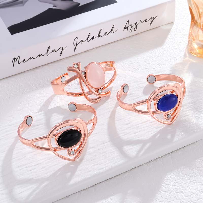 Copper bracelet spot wholesale Korean fashion cat's eye pure copper magnetic bracelet copper open magnet bracelet ladies