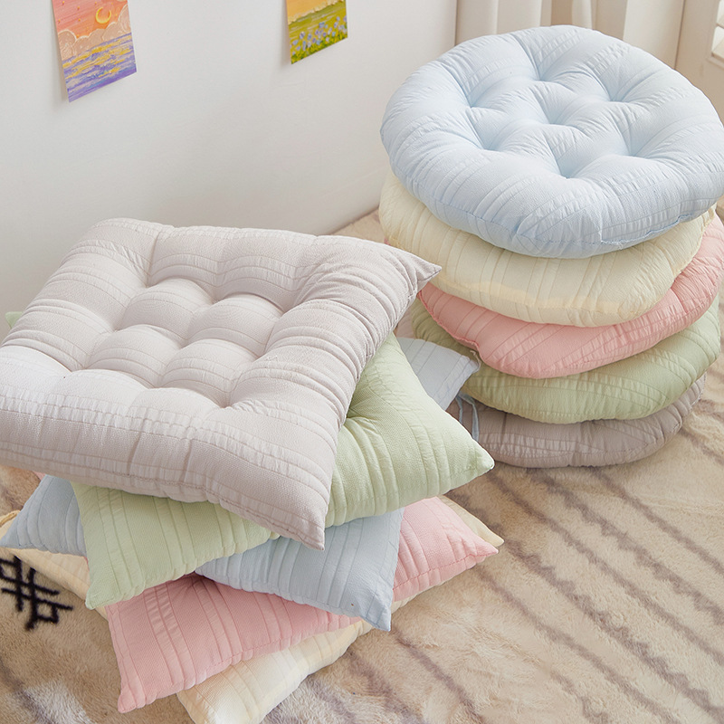 Ins Solid Color Cushion High Color Value Office Chair Cushion Student Dormitory Classroom Fat Cushion Four Seasons Chair Cushion Cushion