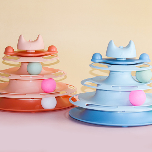 Cat toy manufacturer cat turntable four-layer track self-playing educational pet toy cross-border new cat toy