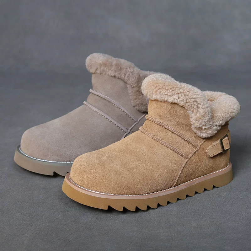 Winter comfortable keep warm low boots for leisure, genuine leather