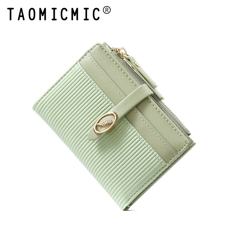 クロスボーダー小新鮮な 80% off 女性財布学生かわいいニッチデザイン葉 PU ストライプ小銭入れ卸売|undefined