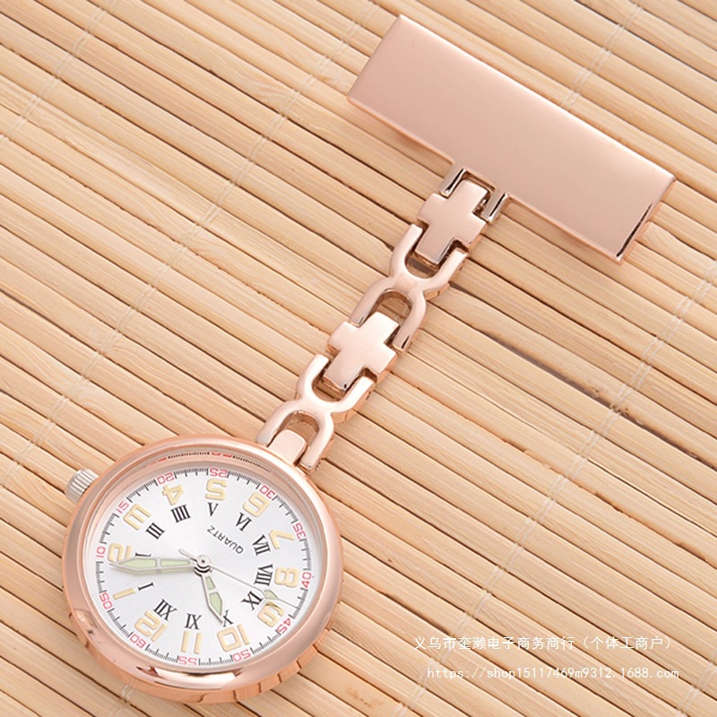 Porcelain Horizontal Nurse Watch Luminous Waterproof Chest Watch Work Pocket Hanging Watch Medical Student Examination Pocket Watch Clip