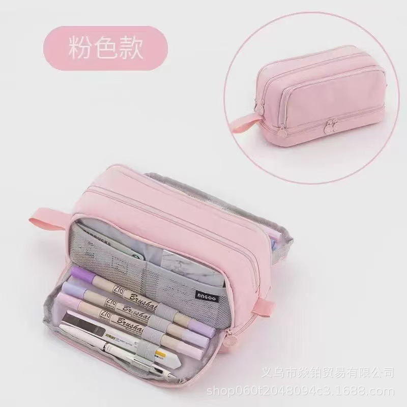Estuche para lápices japonés de gran capacidad de alto valor Bolso de papelería de lona simple coreano para estudiantes de secundaria para niños y niñas Estuche para lápices lindo