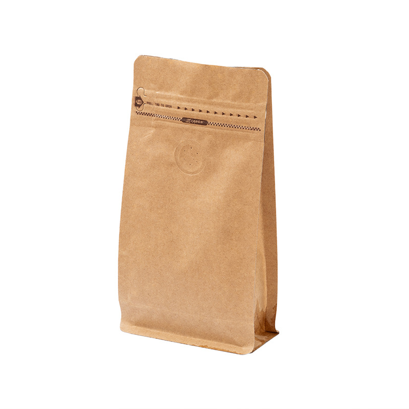 Bolsas de embalaje para alimentos transfronterizos con válvula y cremallera, bolsas verticales para bolsas autosellables de un peso y medio, bolsas de embalaje para granos de café con sellado de ocho lados.