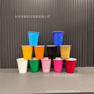 12oz Thickeneded Two-Color Cup 300ml Beer Cup Party Cup Table Tennis Set Cup Threaded Cup Inner White Outer Color Cup