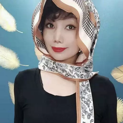 [Double-sided double-layer] new sunscreen headscarf women's versatile satin wrap scarf hat turban hat windproof, dustproof and damp