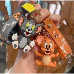 大きいサイズの猫のネズミの車のキーチェーンのかわいい漫画のカップルの鍵はトムのジェリーの公の子のキーチェーンを掛けます。