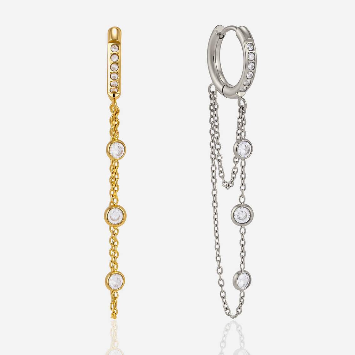 earrings with zircon stainless steel