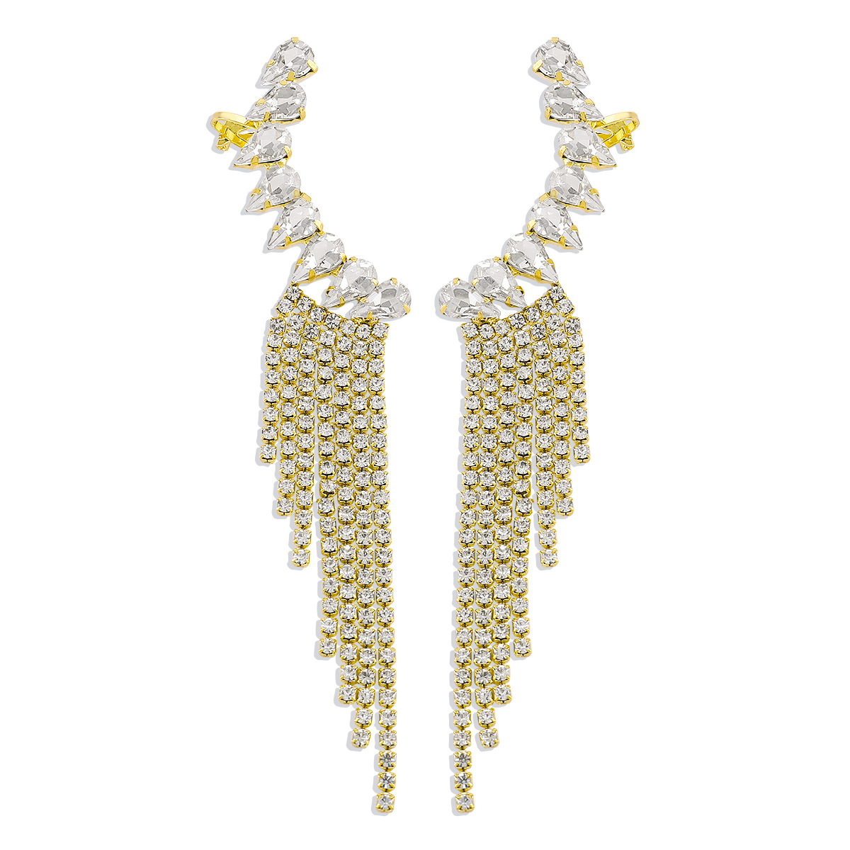 20g Weight Rhinestones Inlay Material Earrings Classification Alloy Material Geometric Pattern Women'S Gender Fashion Style Gold, Silver Color Fashion Geometric Alloy Rhinestones Drop Earrings 14