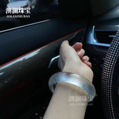 厂家批发水沫玉宽条手镯白月光高冰手镯小红书范冰冰同款手镯