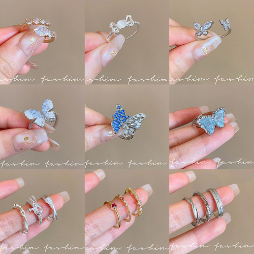 Minimalist Korean Design Exquisite Open Ring for Women, Ins-Like Light Luxury High-End Couple's Earrings, Zirconia Plain Band Ring