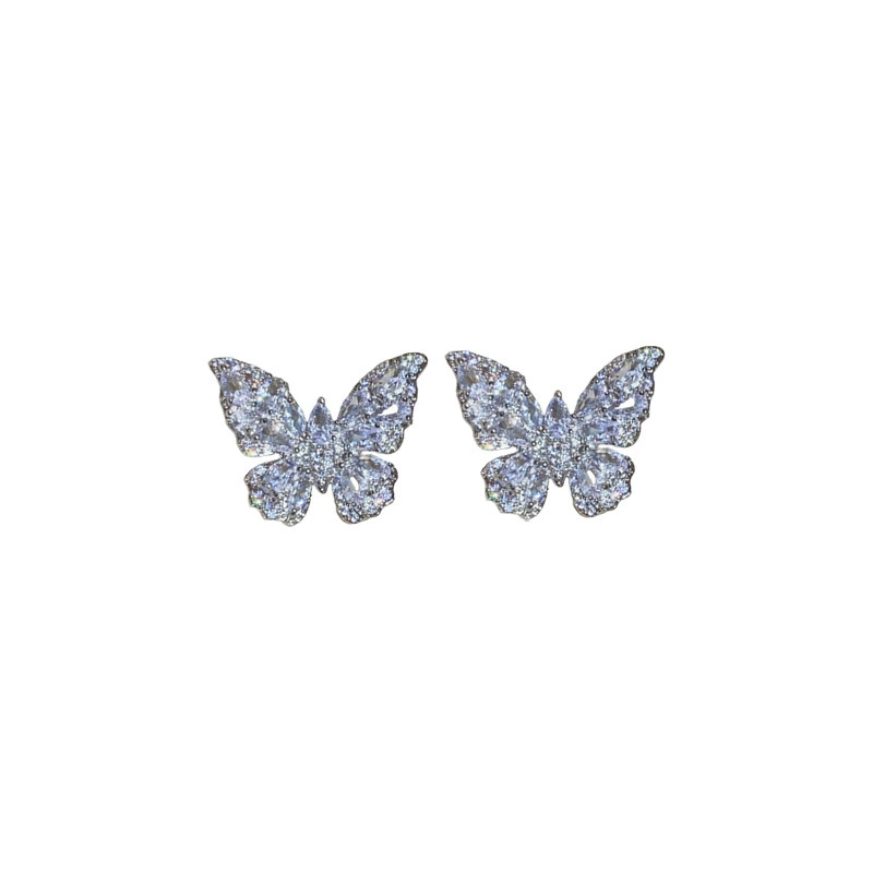Earrings with zircon, bright catchy style